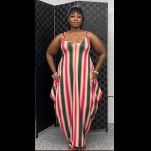 New Without Tags - Multicolored, Striped Harem Maxi Dress